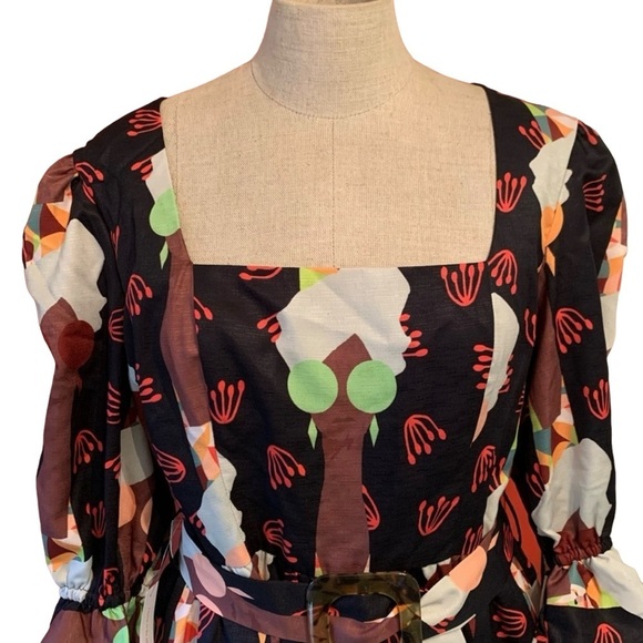 NWT Modcloth 'Lets Go Boho' Brown & Black Maxi 1/2 sleeve Dress - Picture 5 of 6